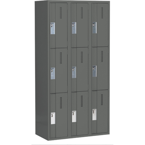 Casiers robustes Concorde, 3 niveaux, Bloc de 3, 36" x 18" x 72", Acier, Charbon, Soud&eacute; (assembl&eacute;) Nia-Chem Ltd.