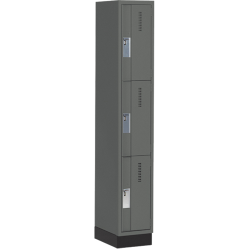 Concorde Heavy-Duty Lockers, 3 -tier, 12" x 18" x 76", Steel, Charcoal, Welded (Assembled) Nia-Chem Ltd.