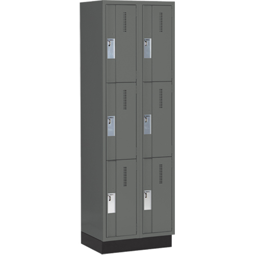 Concorde Heavy-Duty Lockers, 3 -tier, Bank of 2, 24" x 18" x 76", Steel, Charcoal, Welded (Assembled) Nia-Chem Ltd.