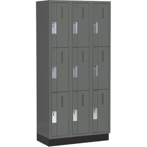 Concorde Heavy-Duty Lockers, 3 -tier, Bank of 3, 36" x 18" x 76", Steel, Charcoal, Welded (Assembled) Nia-Chem Ltd.