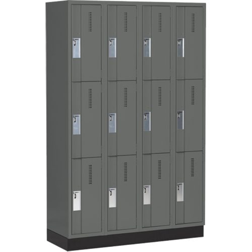 Concorde Heavy-Duty Lockers, 3 -tier, Bank of 4, 48" x 18" x 76", Steel, Charcoal, Welded (Assembled) Nia-Chem Ltd.