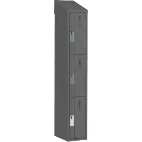 Concorde Heavy-Duty Lockers, 3 -tier, 12" x 18" x 78", Steel, Charcoal, Welded (Assembled) Nia-Chem Ltd.