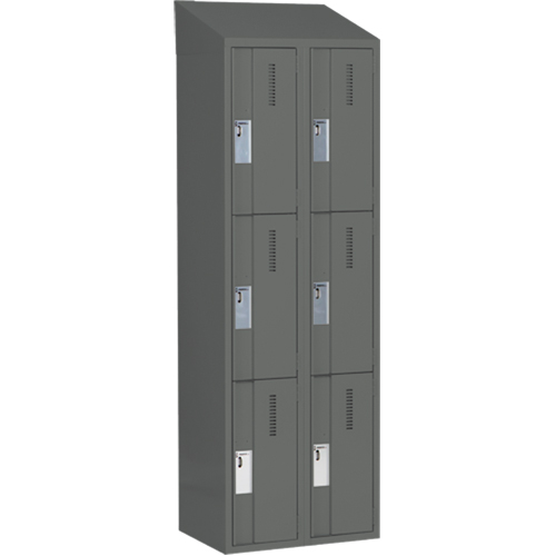 Concorde Heavy-Duty Lockers, 3 -tier, Bank of 2, 24" x 18" x 78", Steel, Charcoal, Welded (Assembled) Nia-Chem Ltd.