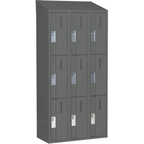 Concorde Heavy-Duty Lockers, 3 -tier, Bank of 3, 36" x 18" x 78", Steel, Charcoal, Welded (Assembled) Nia-Chem Ltd.