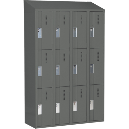 Concorde Heavy-Duty Lockers, 3 -tier, Bank of 4, 48" x 18" x 78", Steel, Charcoal, Welded (Assembled) Nia-Chem Ltd.