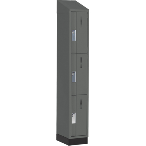 Concorde Heavy-Duty Lockers, 3 -tier, 12" x 18" x 82", Steel, Charcoal, Welded (Assembled) Nia-Chem Ltd.
