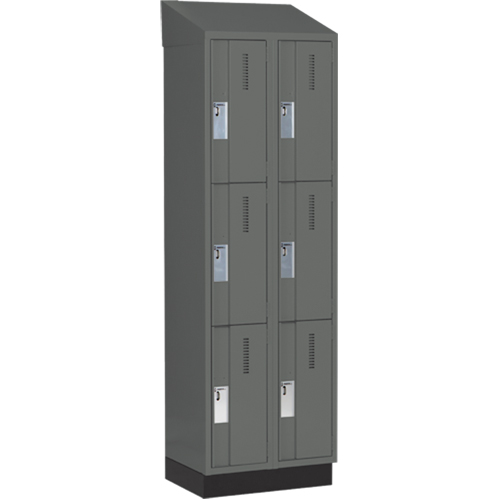 Concorde Heavy-Duty Lockers, 3 -tier, Bank of 2, 24" x 18" x 82", Steel, Charcoal, Welded (Assembled) Nia-Chem Ltd.