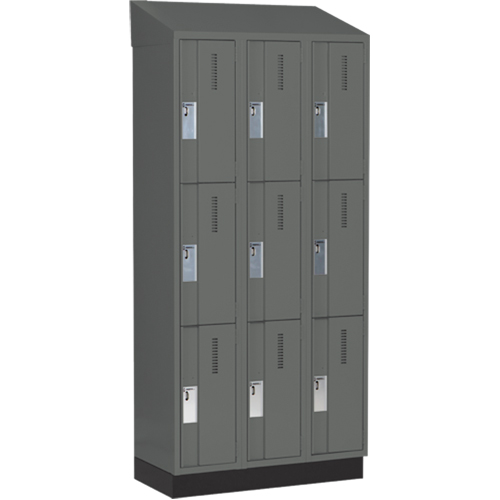 Concorde Heavy-Duty Lockers, 3 -tier, Bank of 3, 36" x 18" x 82", Steel, Charcoal, Welded (Assembled) Nia-Chem Ltd.