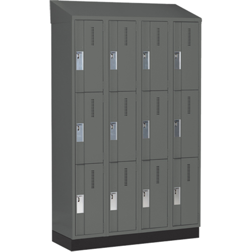 Concorde Heavy-Duty Lockers, 3 -tier, Bank of 4, 48" x 18" x 82", Steel, Charcoal, Welded (Assembled) Nia-Chem Ltd.