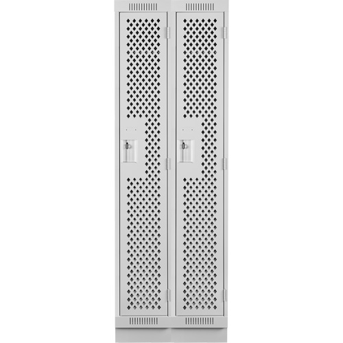 Clean Line Lockers, Bank of 2, 24" x 15" x 76", Steel, Grey, Rivet (Assembled), Perforated Nia-Chem Ltd.