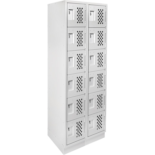 Assembled Lockerettes Clean Line Perforated Economy Lockers, 6 -tier, Bank of 2, 18" x 72" x 12", Steel Nia-Chem Ltd.
