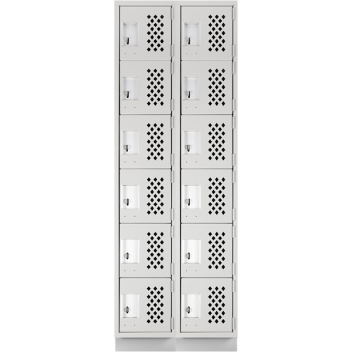 Assembled Lockerettes Clean Line Perforated Economy Lockers, 6 -tier, Bank of 2, 18" x 72" x 12", Steel Nia-Chem Ltd.