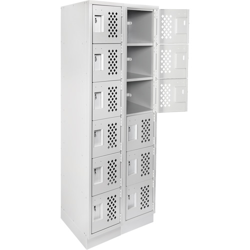 Assembled Lockerettes Clean Line Perforated Economy Lockers, 6 -tier, Bank of 2, 18" x 72" x 12", Steel Nia-Chem Ltd.