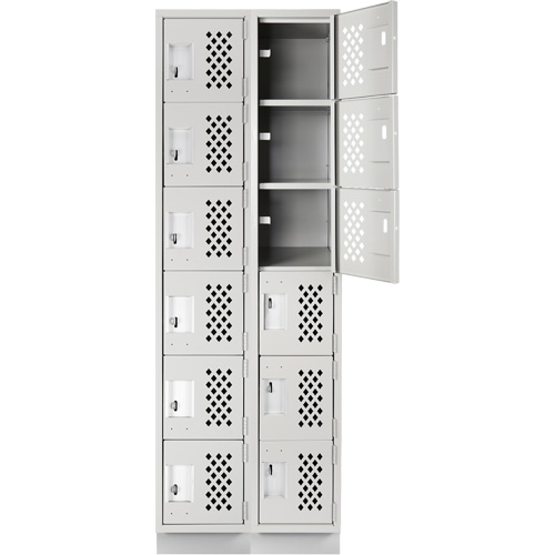 Assembled Lockerettes Clean Line Perforated Economy Lockers, 6 -tier, Bank of 2, 18" x 72" x 12", Steel Nia-Chem Ltd.