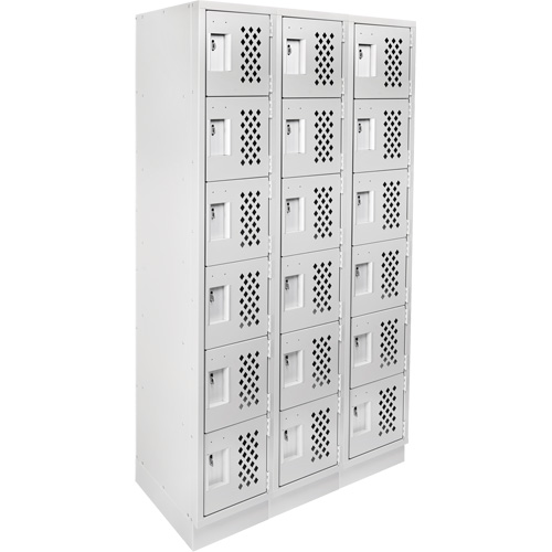 Assembled Lockerettes Clean Line Perforated Economy Lockers, 6 -tier, Bank of 3, 18" x 72" x 12", Steel Nia-Chem Ltd.