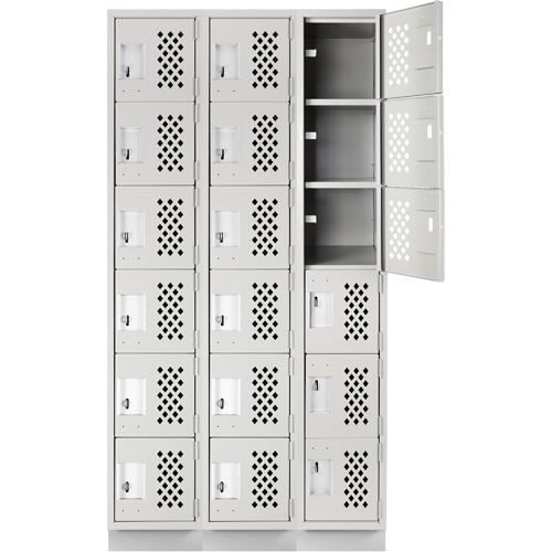 Assembled Lockerettes Clean Line Perforated Economy Lockers, 6 -tier, Bank of 3, 18" x 72" x 12", Steel Nia-Chem Ltd.