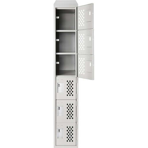 Assembled Lockerettes Clean Line Perforated Economy Lockers, 6 -tier, 18" x 72" x 12", Steel Nia-Chem Ltd.