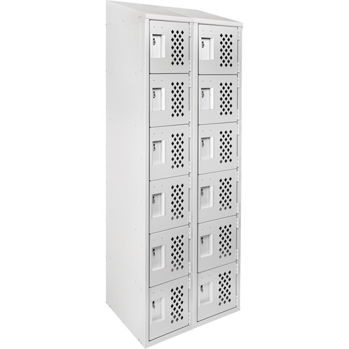 Assembled Lockerettes Clean Line Perforated Economy Lockers, 6 -tier, Bank of 2, 18" x 72" x 12", Steel Nia-Chem Ltd.
