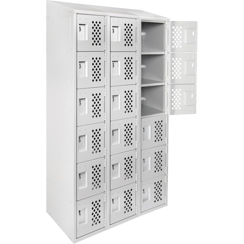 Assembled Lockerettes Clean Line Perforated Economy Lockers, 6 -tier, Bank of 3, 18" x 72" x 12", Steel Nia-Chem Ltd.