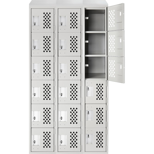 Assembled Lockerettes Clean Line Perforated Economy Lockers, 6 -tier, Bank of 3, 18" x 72" x 12", Steel Nia-Chem Ltd.