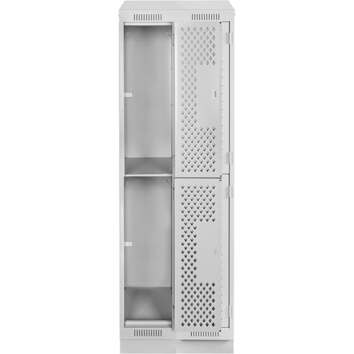 Casiers Clean Line, 2 niveaux, Bloc de 2, 24" x 12" x 82", Acier, Gris, Rivet (assembl&eacute;), Perfor&eacute; Nia-Chem Ltd.