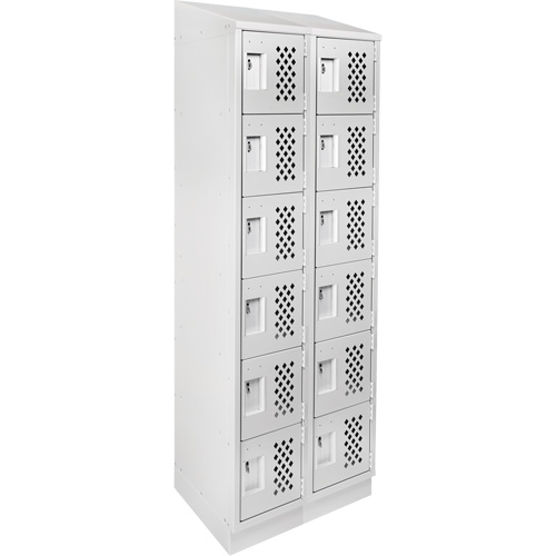 Assembled Lockerettes Clean Line Perforated Economy Lockers, 6 -tier, Bank of 2, 18" x 72" x 12", Steel Nia-Chem Ltd.