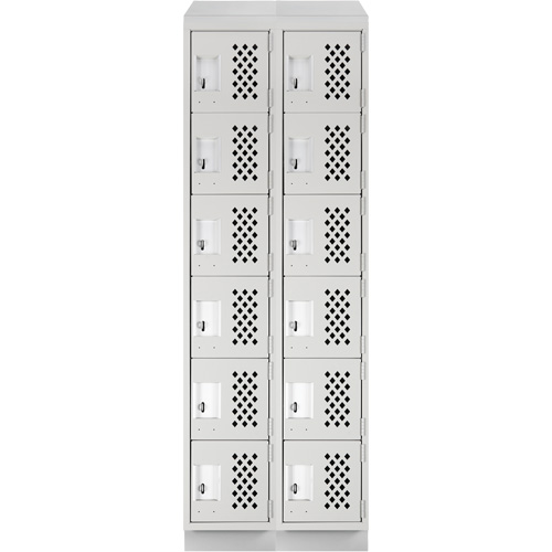 Assembled Lockerettes Clean Line Perforated Economy Lockers, 6 -tier, Bank of 2, 18" x 72" x 12", Steel Nia-Chem Ltd.