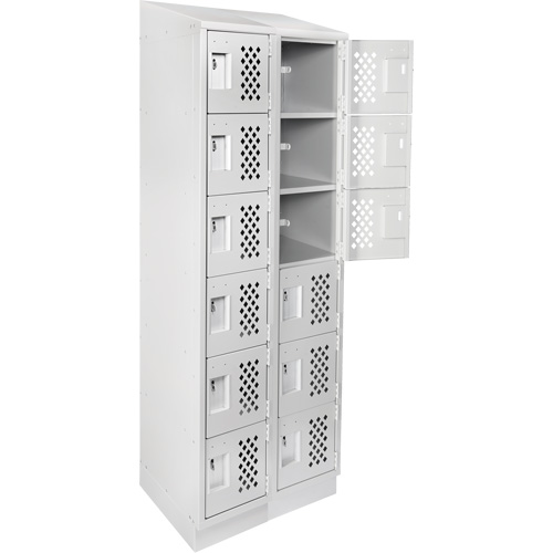 Assembled Lockerettes Clean Line Perforated Economy Lockers, 6 -tier, Bank of 2, 18" x 72" x 12", Steel Nia-Chem Ltd.