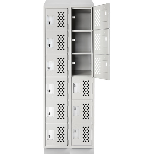 Assembled Lockerettes Clean Line Perforated Economy Lockers, 6 -tier, Bank of 2, 18" x 72" x 12", Steel Nia-Chem Ltd.