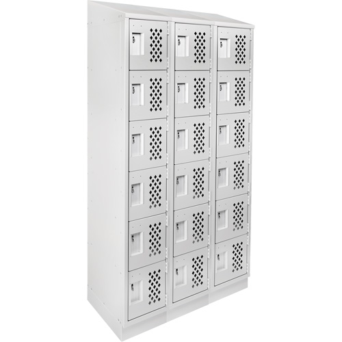 Assembled Lockerettes Clean Line Perforated Economy Lockers, 6 -tier, Bank of 3, 18" x 72" x 12", Steel Nia-Chem Ltd.