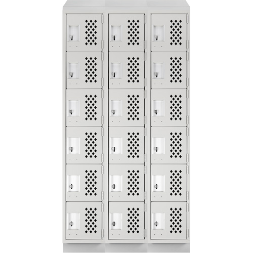 Assembled Lockerettes Clean Line Perforated Economy Lockers, 6 -tier, Bank of 3, 18" x 72" x 12", Steel Nia-Chem Ltd.