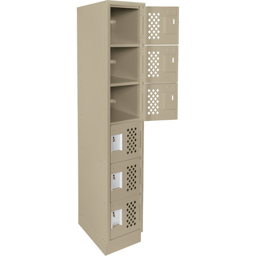 Assembled Lockerettes Clean Line Perforated Economy Lockers, 6 -tier, 18" x 72" x 12", Steel Nia-Chem Ltd.