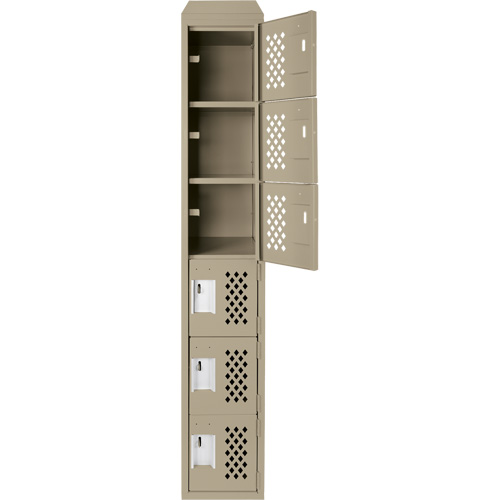 Assembled Lockerettes Clean Line Perforated Economy Lockers, 6 -tier, 18" x 72" x 12", Steel Nia-Chem Ltd.
