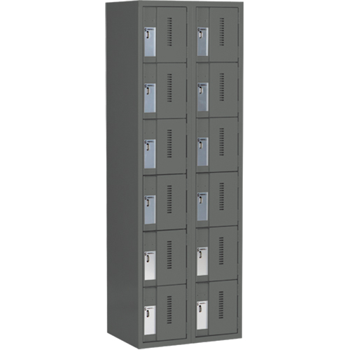 Concorde Heavy-Duty Lockers, 6 -tier, Bank of 2, 24" x 18" x 72", Steel, Charcoal, Welded (Assembled) Nia-Chem Ltd.