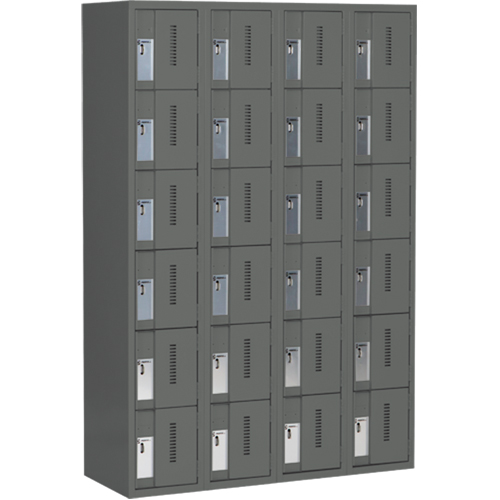 Concorde Heavy-Duty Lockers, 6 -tier, Bank of 4, 48" x 18" x 72", Steel, Charcoal, Welded (Assembled) Nia-Chem Ltd.