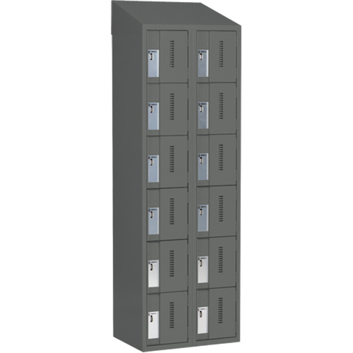 Concorde Heavy-Duty Lockers, 6 -tier, Bank of 2, 24" x 18" x 78", Steel, Charcoal, Welded (Assembled) Nia-Chem Ltd.