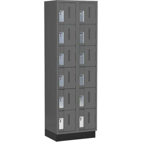 Concorde Heavy-Duty Lockers, 6 -tier, Bank of 2, 24" x 18" x 76", Steel, Charcoal, Welded (Assembled) Nia-Chem Ltd.