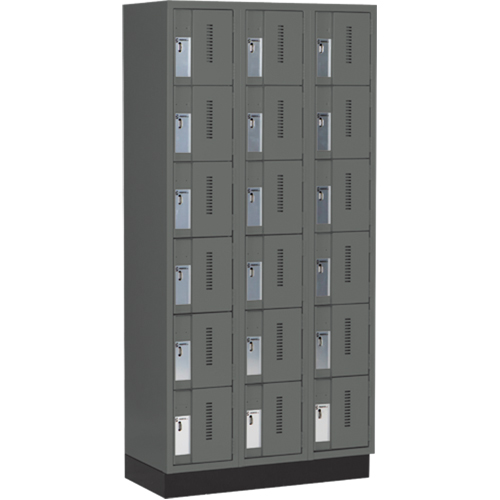Concorde Heavy-Duty Lockers, 6 -tier, Bank of 3, 36" x 18" x 76", Steel, Charcoal, Welded (Assembled) Nia-Chem Ltd.