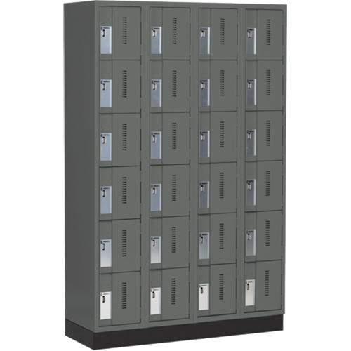 Concorde Heavy-Duty Lockers, 6 -tier, Bank of 4, 48" x 18" x 76", Steel, Charcoal, Welded (Assembled) Nia-Chem Ltd.
