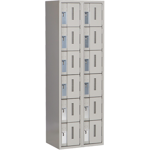 Concorde Heavy-Duty Lockers, 6 -tier, Bank of 2, 24" x 18" x 72", Steel, Grey, Welded (Assembled) Nia-Chem Ltd.