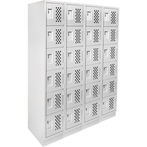 Assembled Clean Line Perforated Economy Lockers, 6 -tier, Bank of 4, 18" x 72" x 12", Steel Nia-Chem Ltd.