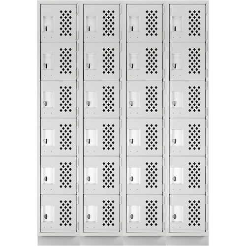 Assembled Clean Line Perforated Economy Lockers, 6 -tier, Bank of 4, 18" x 72" x 12", Steel Nia-Chem Ltd.