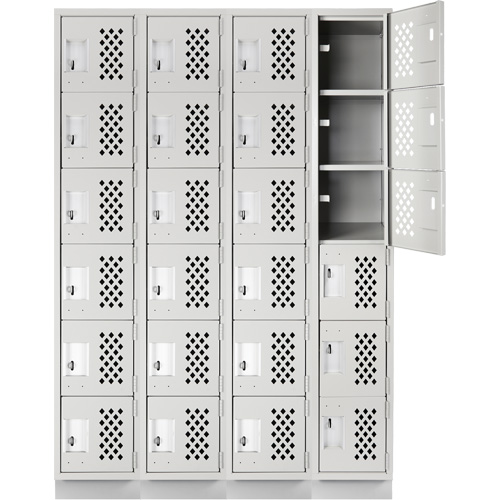 Assembled Clean Line Perforated Economy Lockers, 6 -tier, Bank of 4, 18" x 72" x 12", Steel Nia-Chem Ltd.