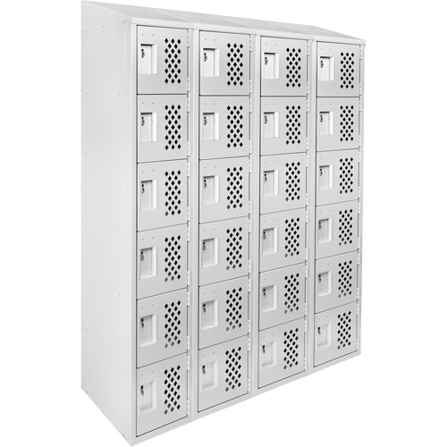 Assembled Clean Line Perforated Economy Lockers, 6 -tier, Bank of 4, 18" x 72" x 12", Steel Nia-Chem Ltd.
