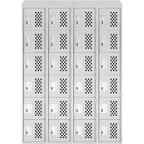 Assembled Clean Line Perforated Economy Lockers, 6 -tier, Bank of 4, 18" x 72" x 12", Steel Nia-Chem Ltd.