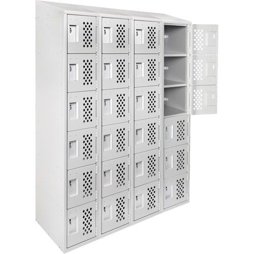 Assembled Clean Line Perforated Economy Lockers, 6 -tier, Bank of 4, 18" x 72" x 12", Steel Nia-Chem Ltd.