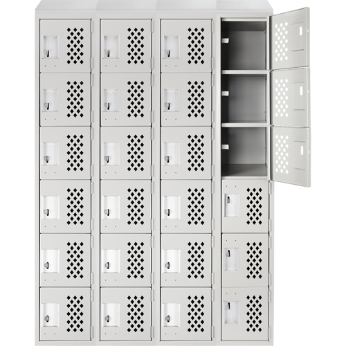 Assembled Clean Line Perforated Economy Lockers, 6 -tier, Bank of 4, 18" x 72" x 12", Steel Nia-Chem Ltd.