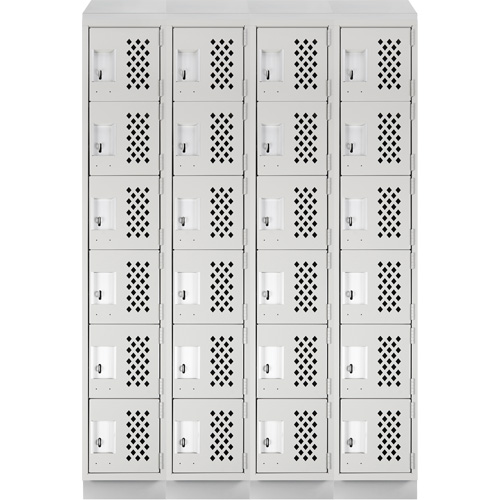 Assembled Clean Line Perforated Economy Lockers, 6 -tier, Bank of 4, 18" x 72" x 12", Steel Nia-Chem Ltd.