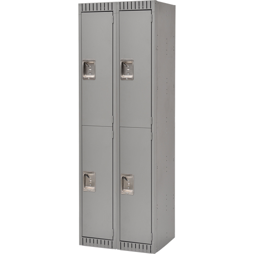 Lockers, 2 -tier, Bank of 2, 24" x 18" x 72", Steel, Grey, Knocked Down Nia-Chem Ltd.