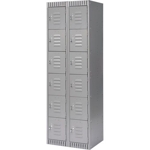Lockers, 6 -tier, Bank of 2, 24" x 18" x 72", Steel, Grey, Knocked Down Nia-Chem Ltd.